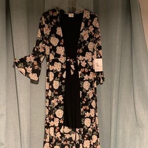 Black Floral combo Tie-Front Women’s Dress